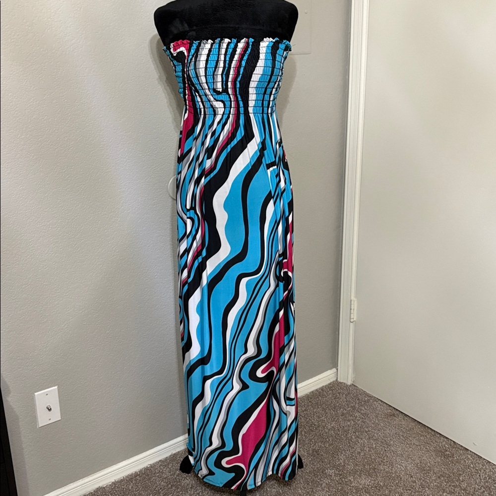Strapless Multicolor Maxi Dress